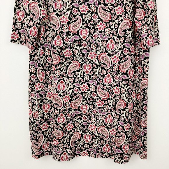 J. Jill Wearever Collection Shift Dress Size L 3/4 Sleeve Paisley Pullover - Picture 4 of 9